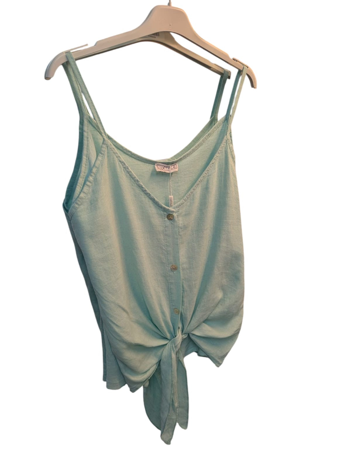 Luxtyle Strappy Tie Front Top Linen Blend One Size 8-14