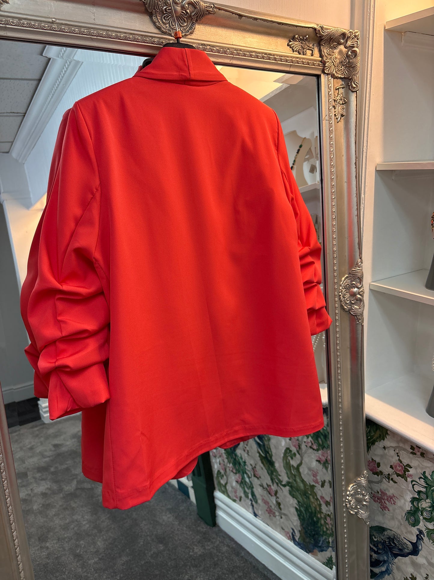 Ruched Sleeve Blazer Coral