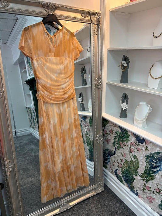 Luxtyle Yellow Cap Sleeve Net Dress One Size 8-12