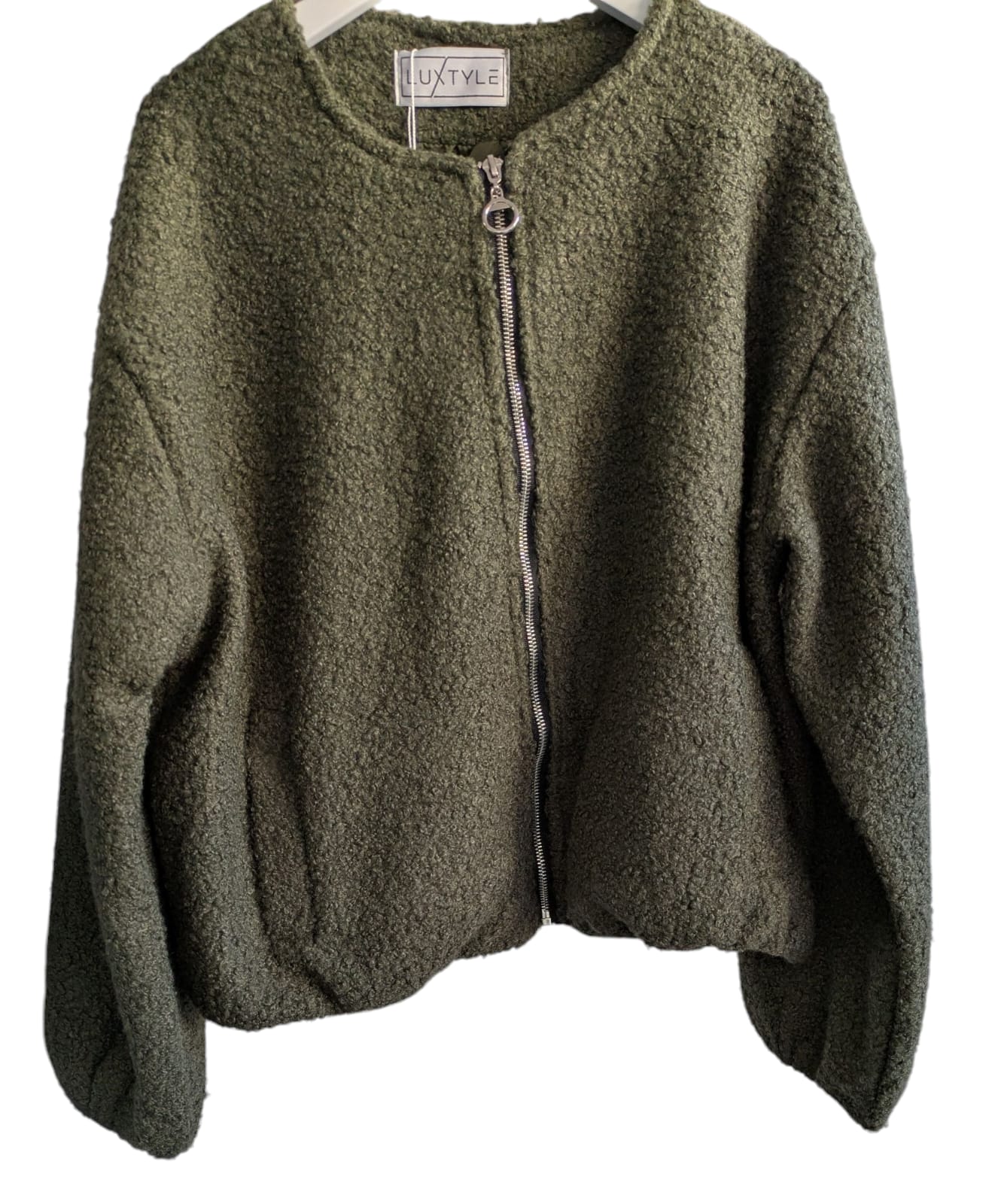 Boucle Bomber Khaki (one size fits 8-14/16uk) 40% OFF