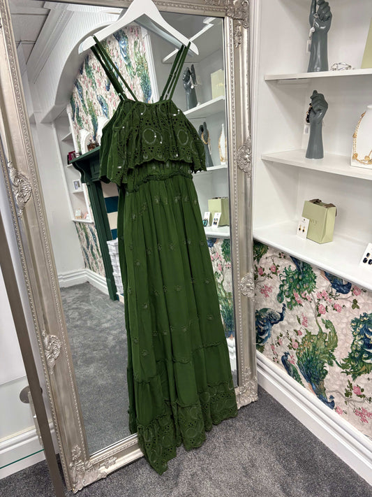 Luxtyle Embellished Green Strappy Dress One Size 8