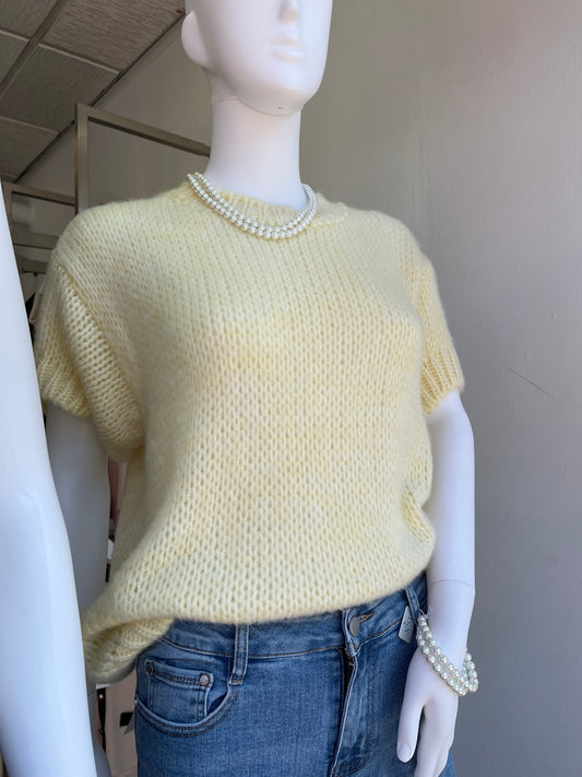Bright yellow knit jumper from Luxtyle, showcasing a cozy, versatile design that fits sizes 8-14 with effortless style.