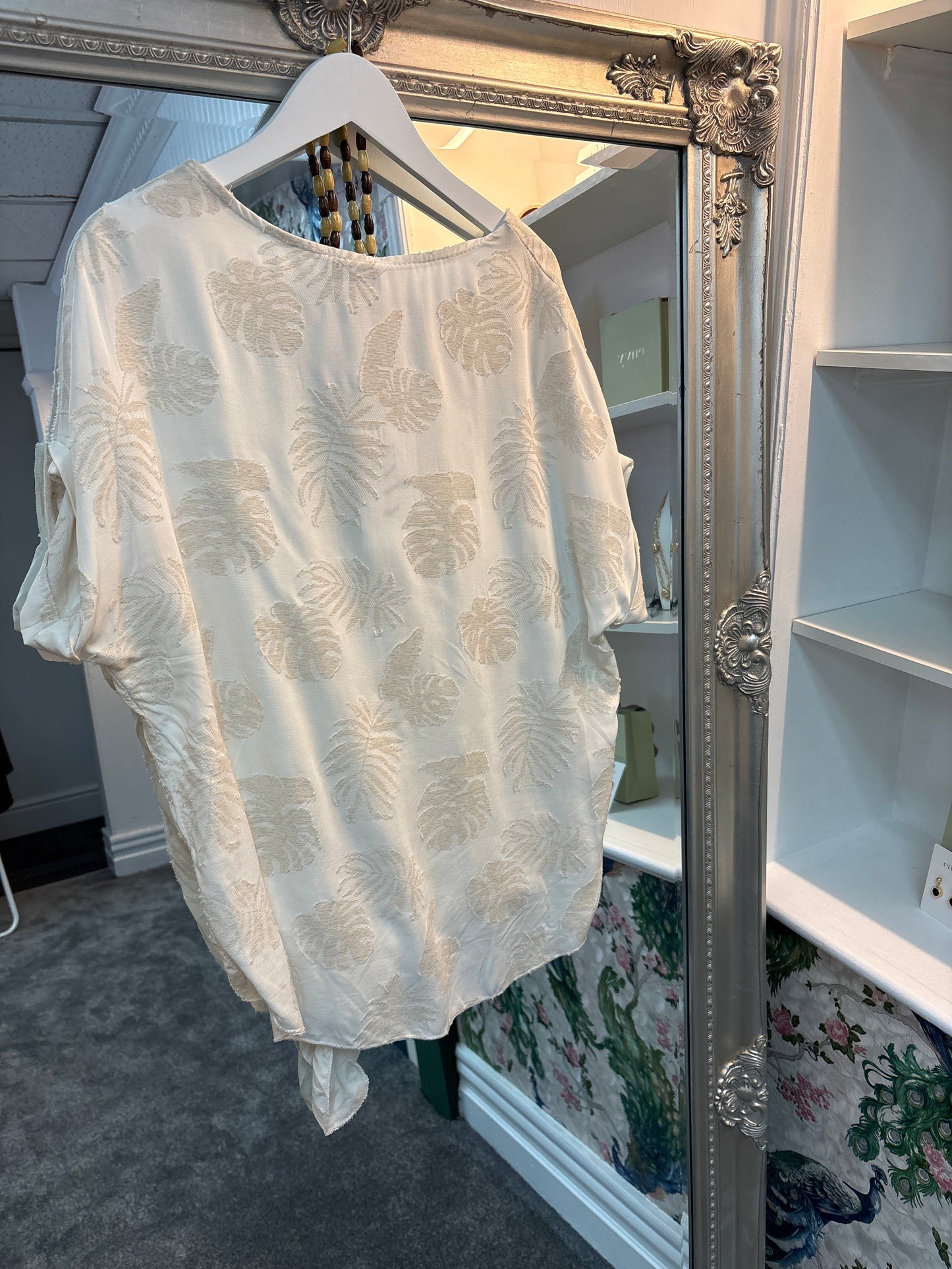 Ivory Embroidered Top with Necklace One Size Fits 8-14