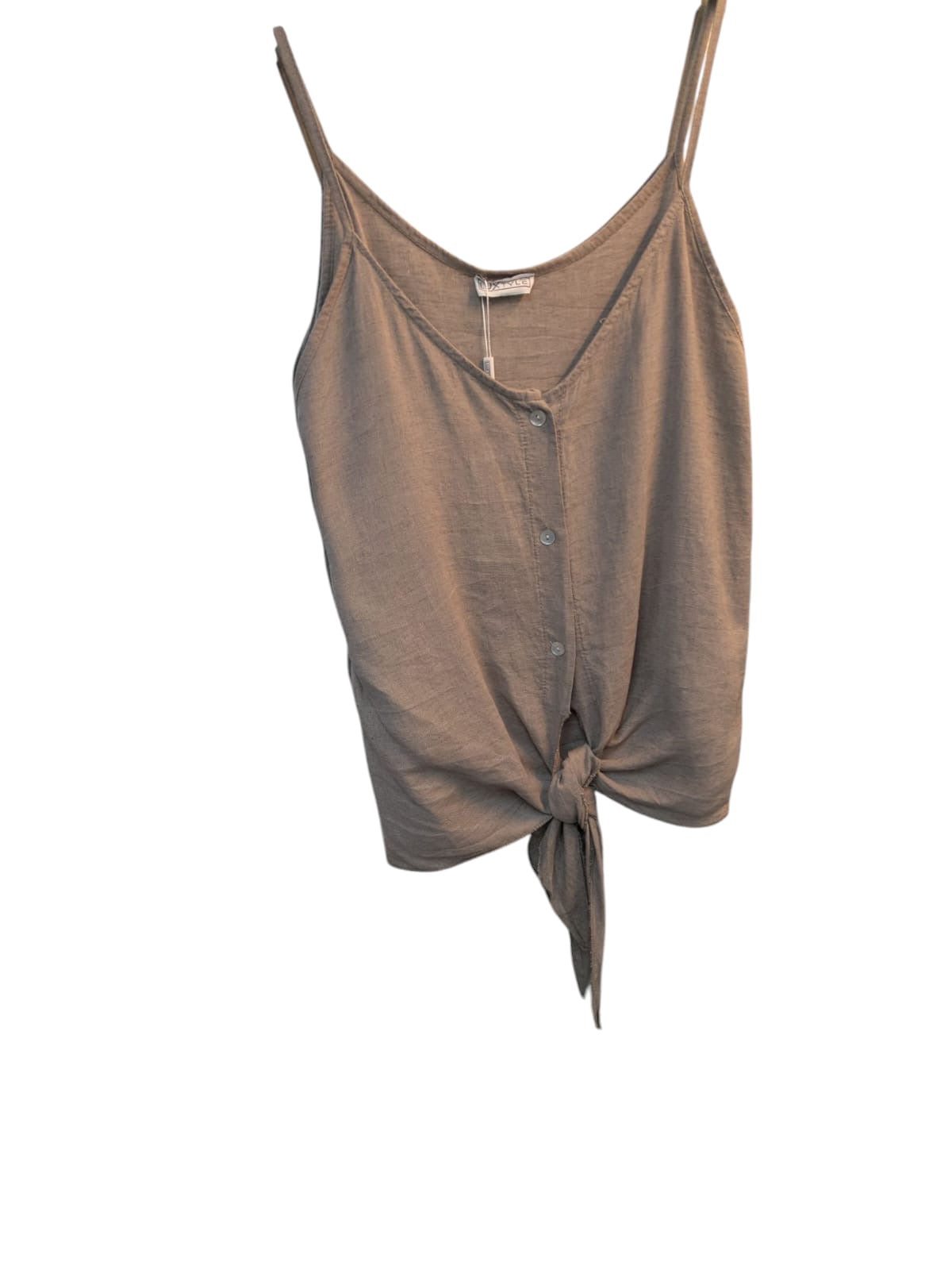 Luxtyle Strappy Tie Front Top Linen Blend One Size 8-14