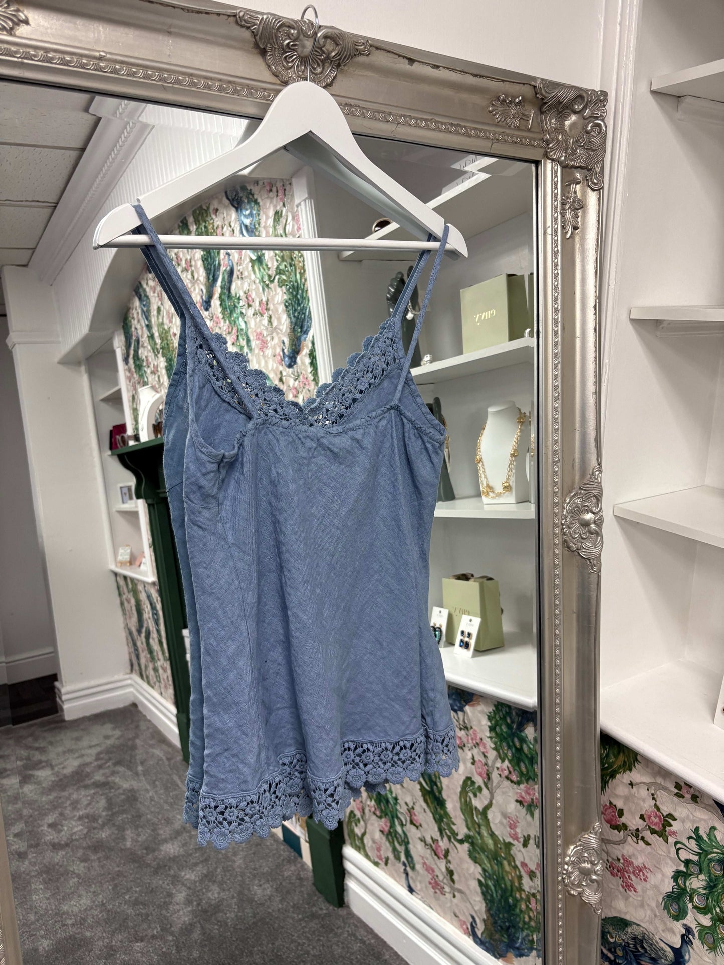 Luxtyle Linen Flower Strappy Top One Size 8-14