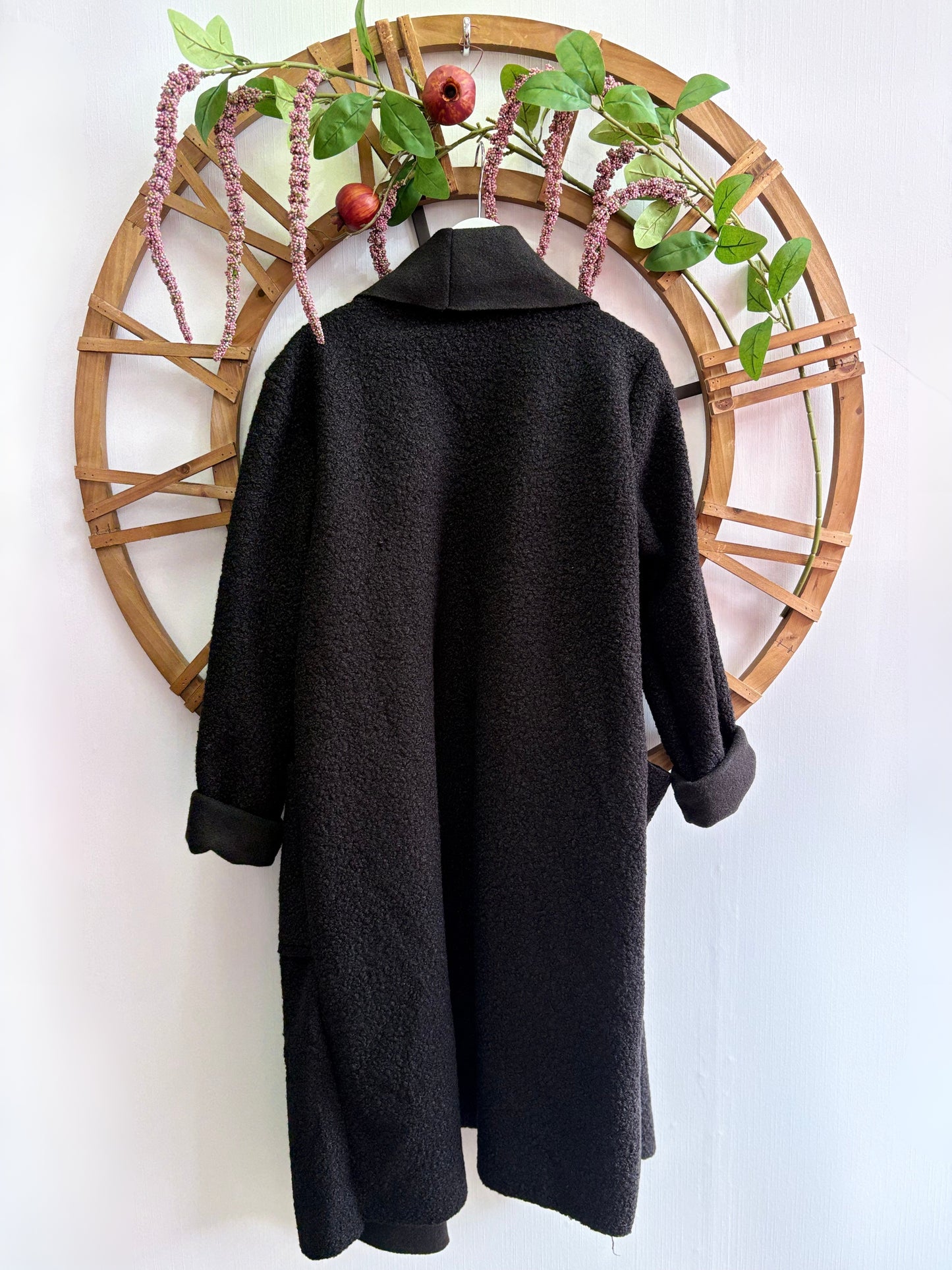 Luxtyle Waterfall Edge Coat – Black or Khaki – One Size Fits Up to UK 18