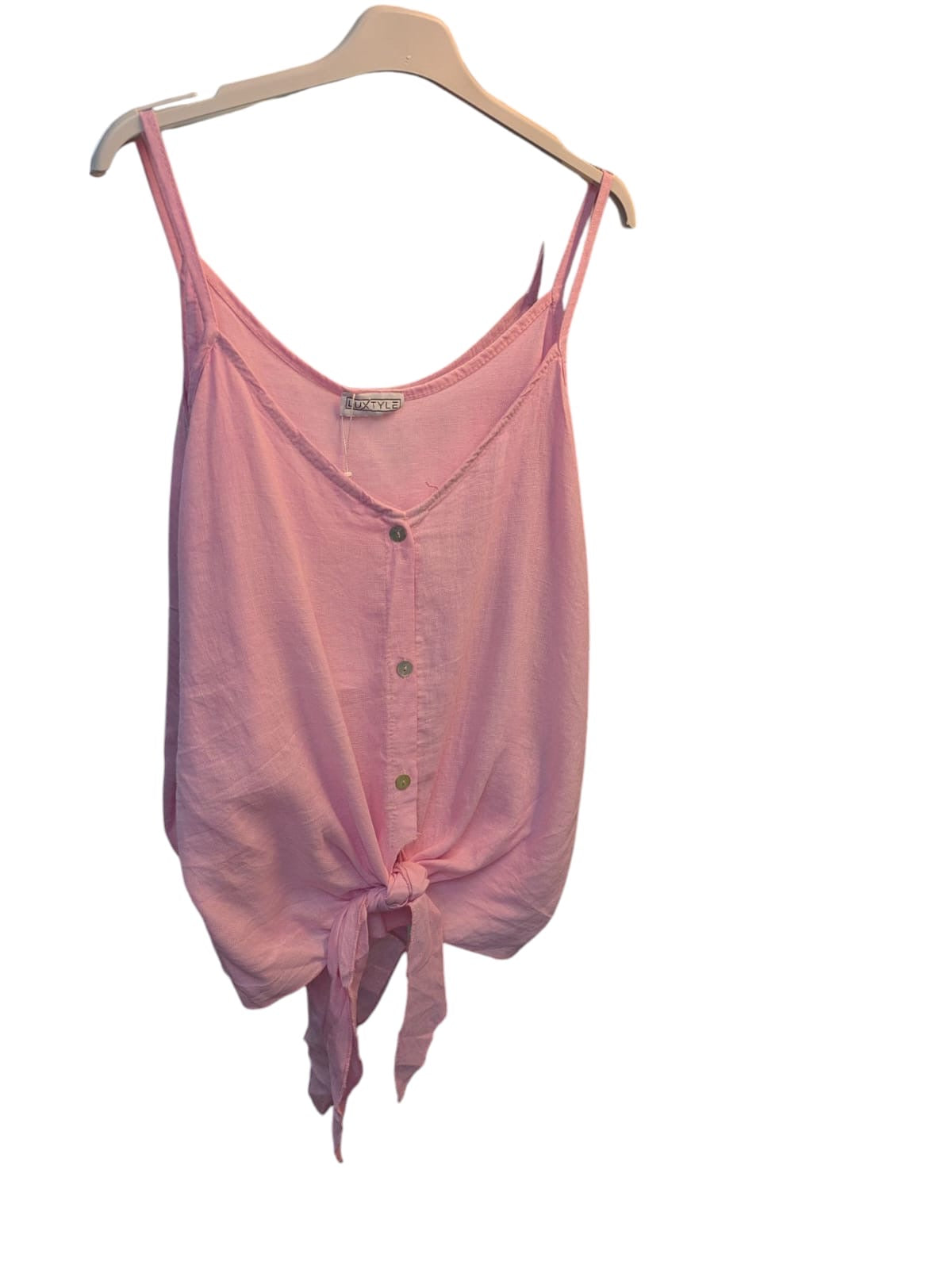 Luxtyle Strappy Tie Front Top Linen Blend One Size 8-14