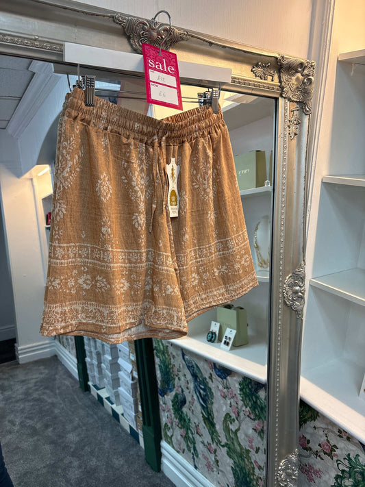 Light Brown Print Shorts