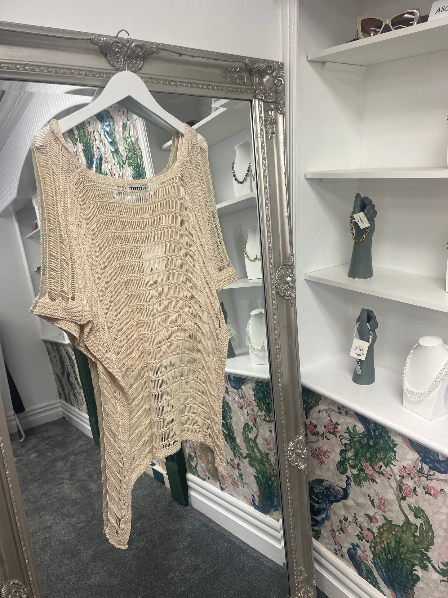 Wraparound Crochet Top Beige (one size fits 8-14uk)