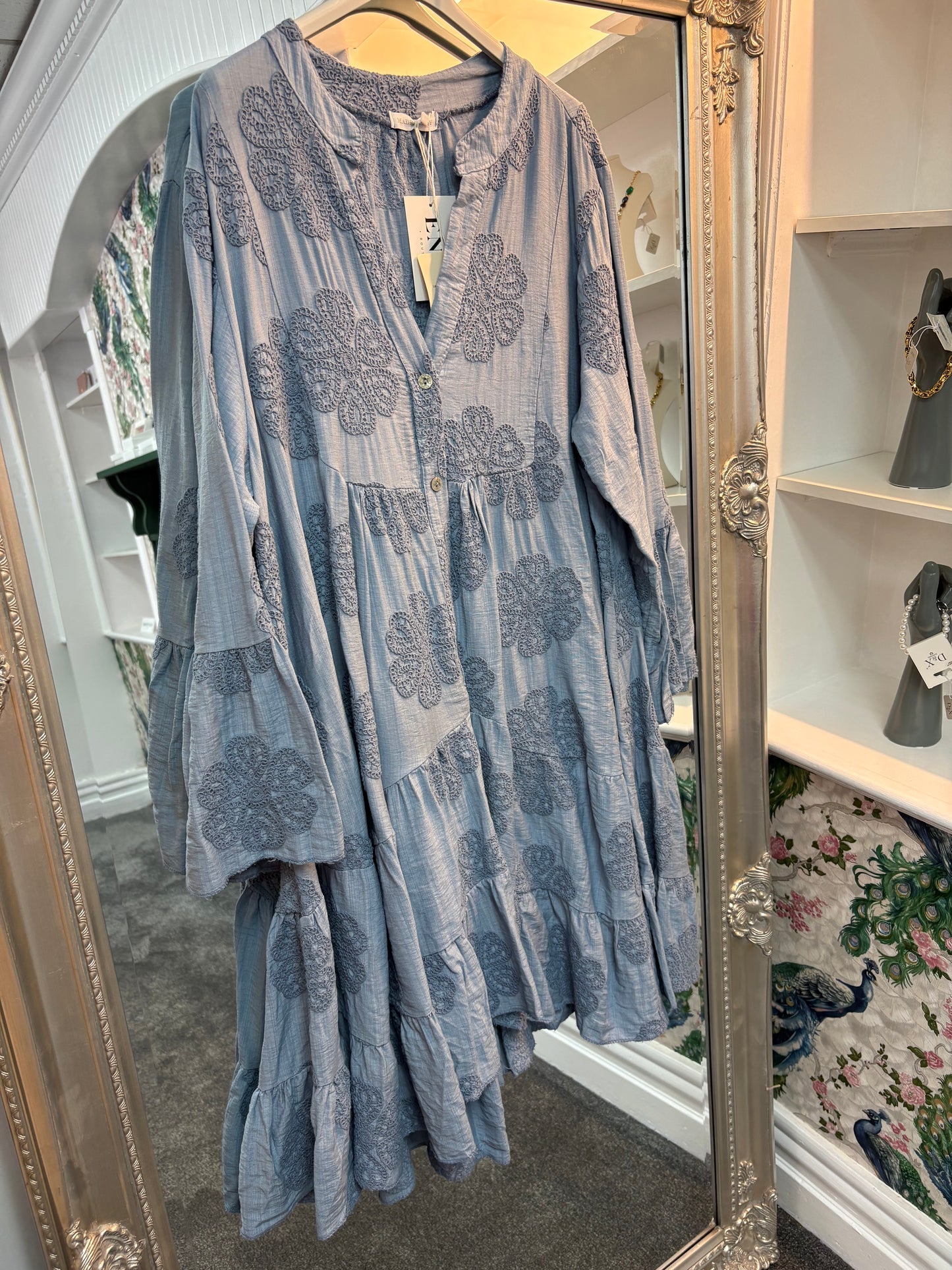 Cotton Dress with Flower Pattern One Size Fits 8-18