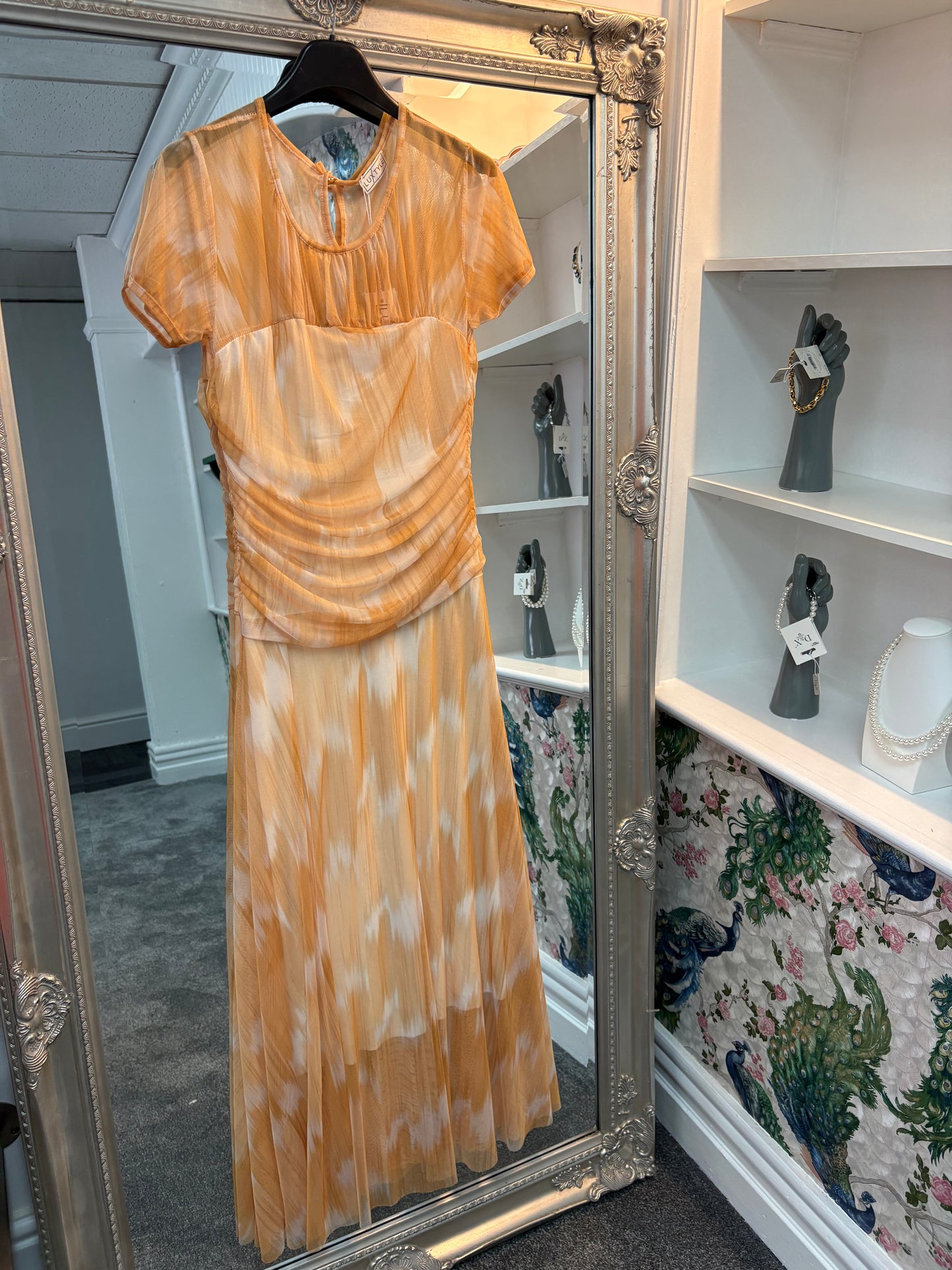 Luxtyle Yellow Cap Sleeve Net Dress One Size 8-12