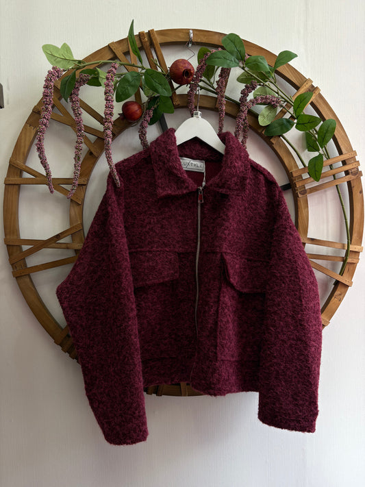 Luxtyle Textured Zip Jacket – One Size up to 18 (Berry, Khaki, Mushroom)