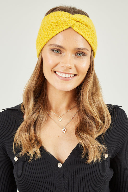 Yumi Mustard Knitted Twist Knot Headband