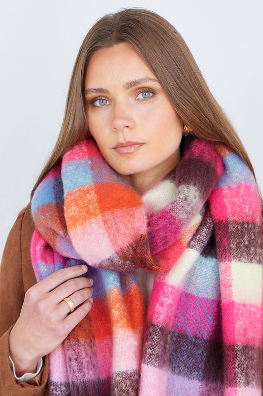 Yumi Colour Block Super Fluffy Scarf