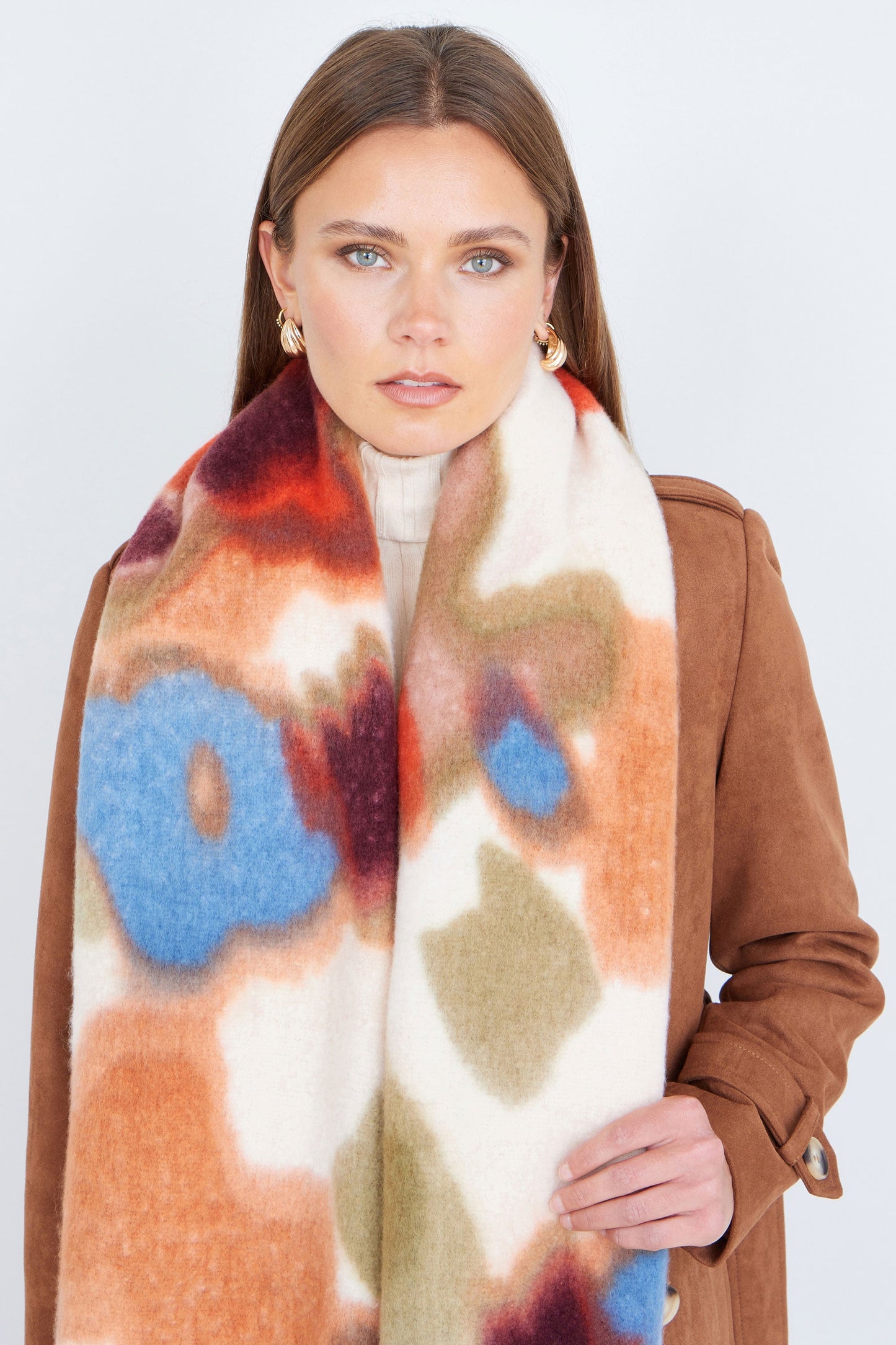 Yumi Multi Colour Swirl Fluffy Scarf