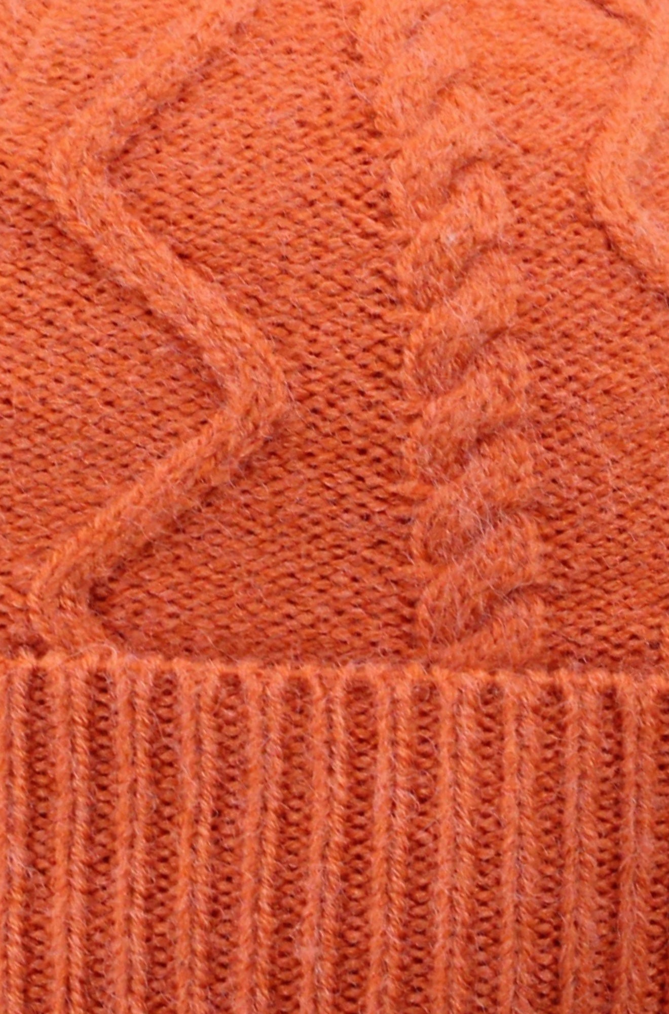 Yumi Orange Cable Knit Bobble Hat
