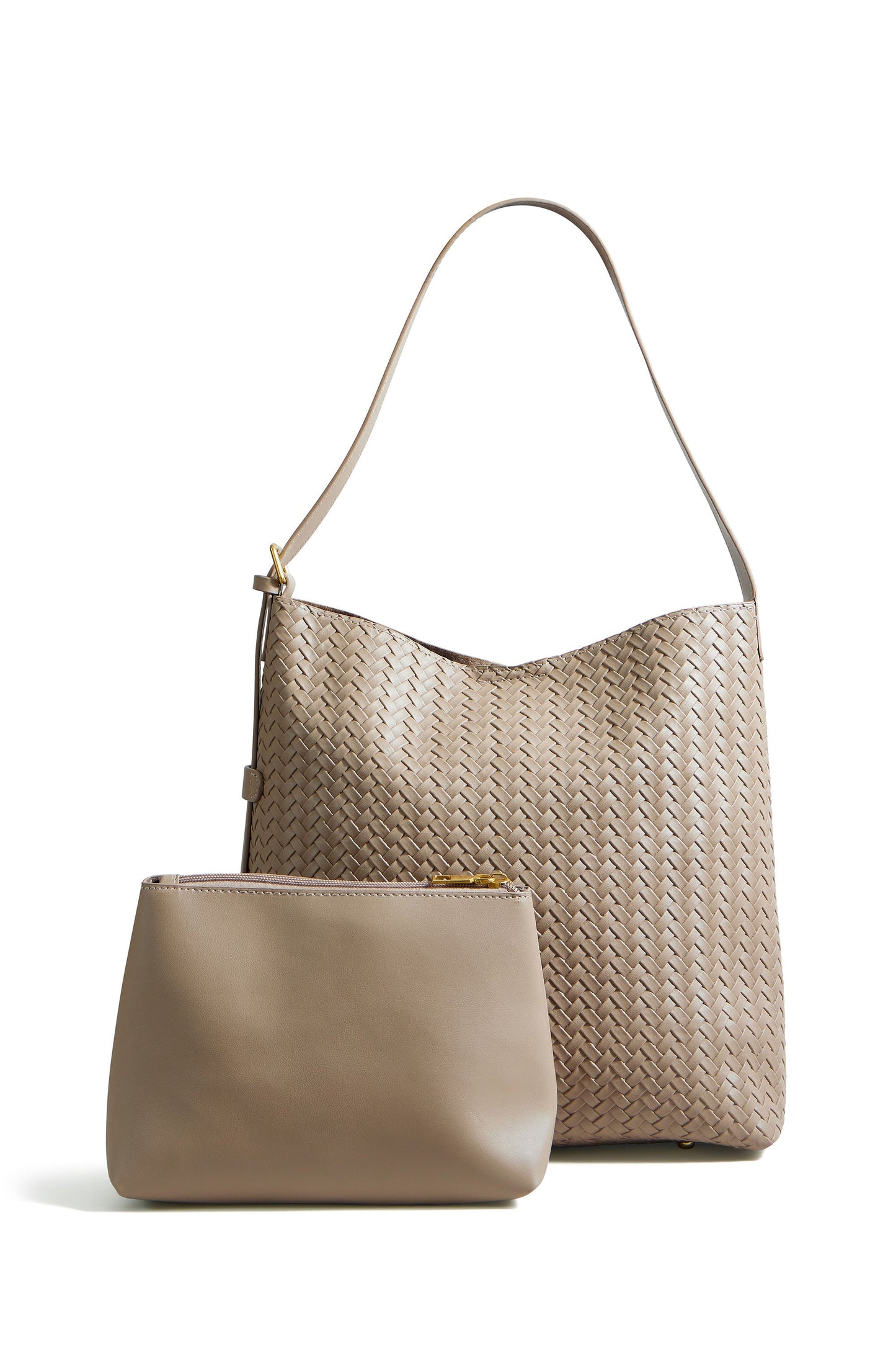 Yumi Stone Woven Shoulder Bag With Detachable Inside Purse