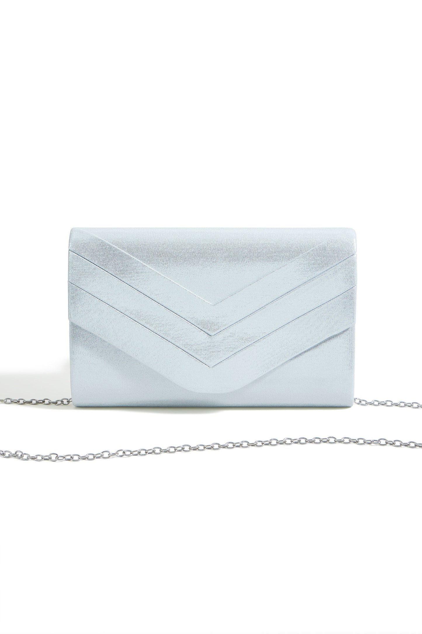 Yumi Silver Shimmer Envelope Clutch Bag
