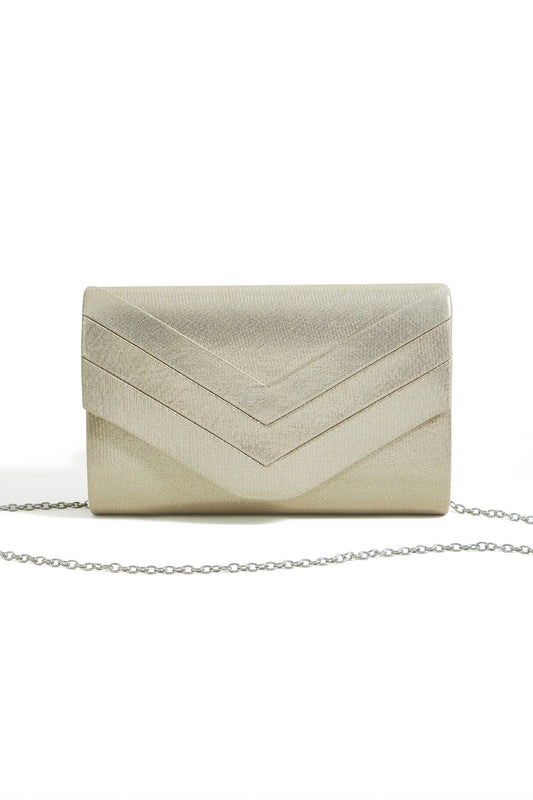 Yumi Gold Shimmer Envelope Clutch Bag