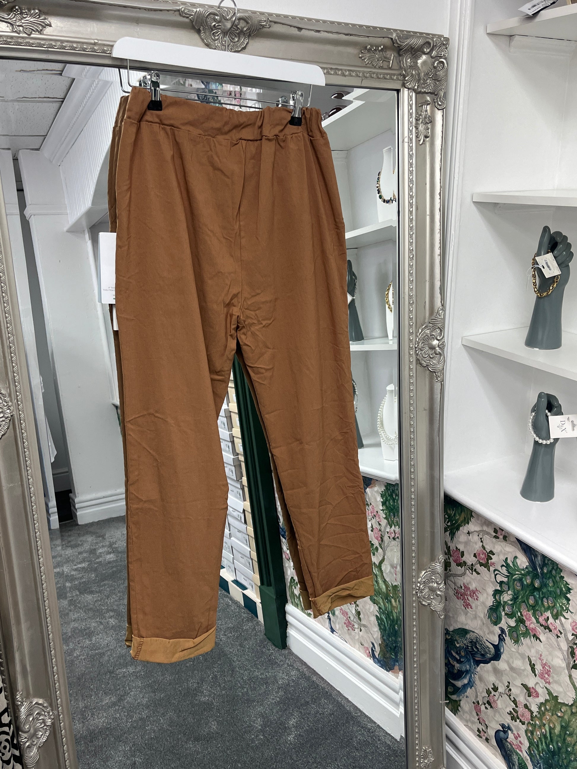 Sparkling plain glitter drawstring trousers in a versatile one-size fit (8-16), perfect for a stylish, comfy look.