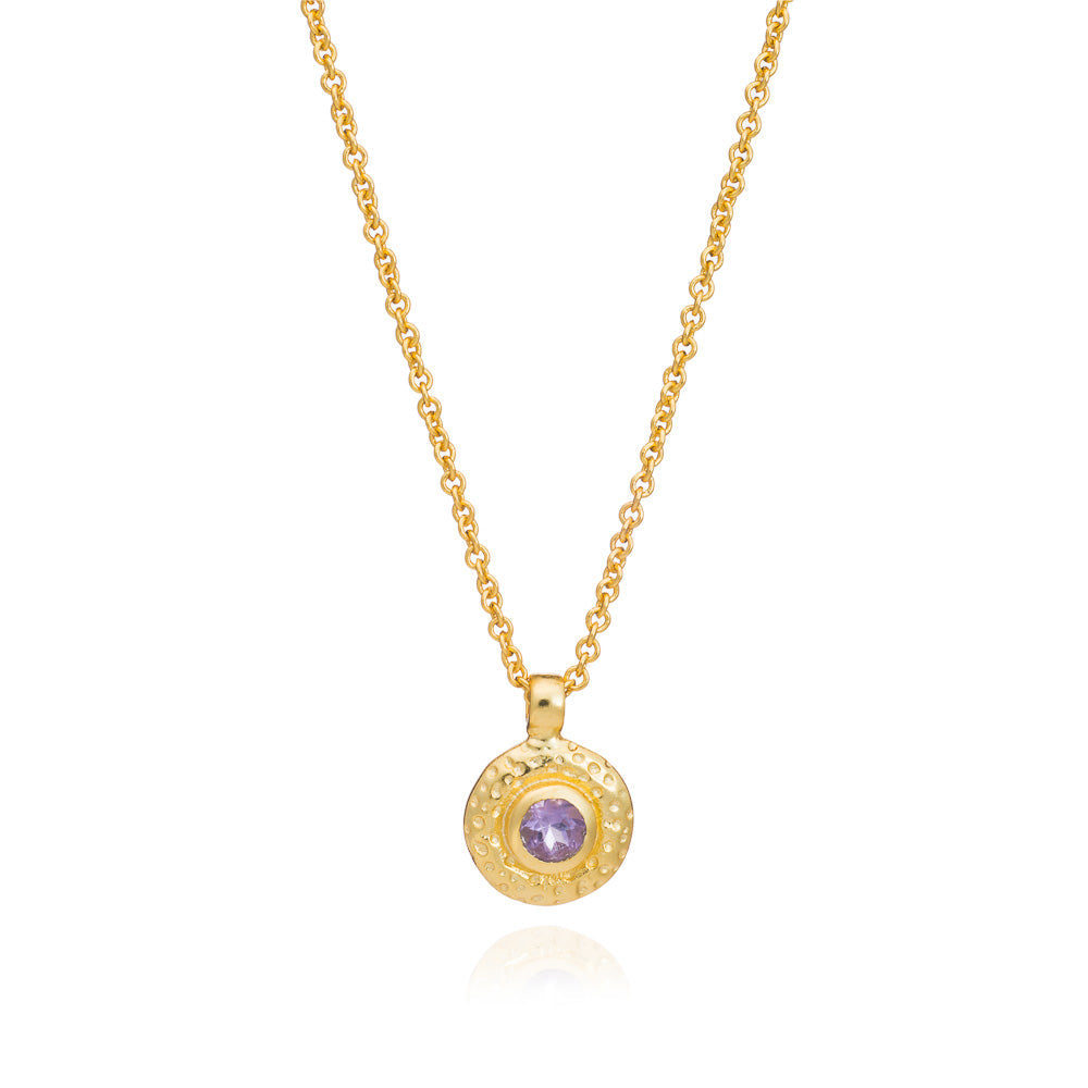 Luna Single Disc Pendant Necklace: Amethyst