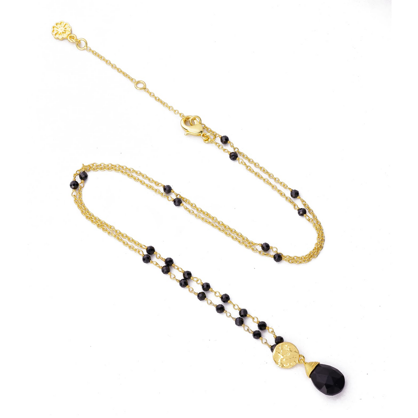[PRE-ORDER] Classic Athena Gemstone Rosary Chain Necklace Black Onyx