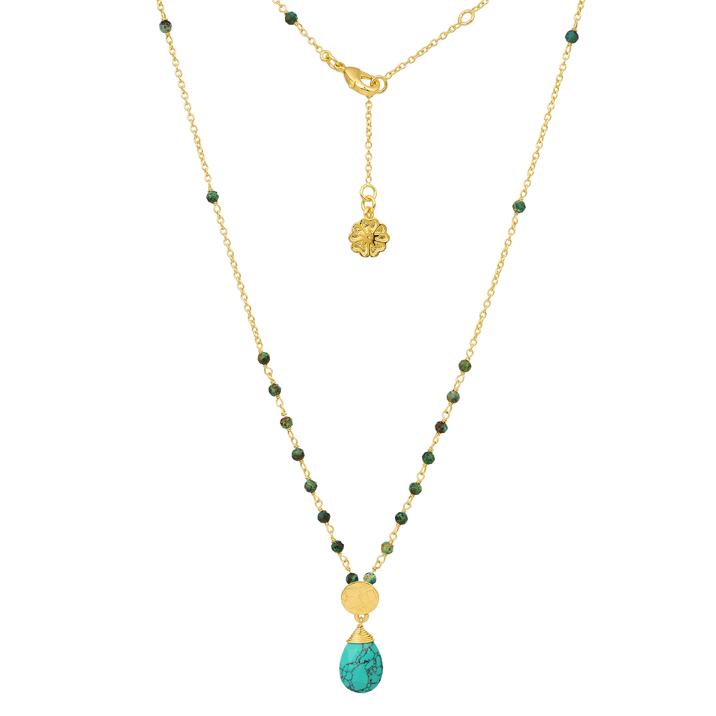 [PRE-ORDER] Classic Athena Gemstone Rosary Chain Necklace Turquoise