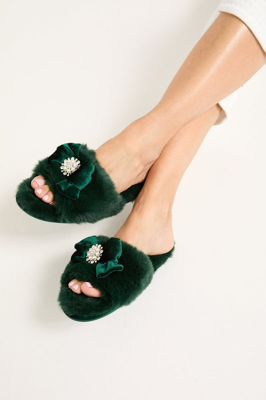 Anya Slippers in Green