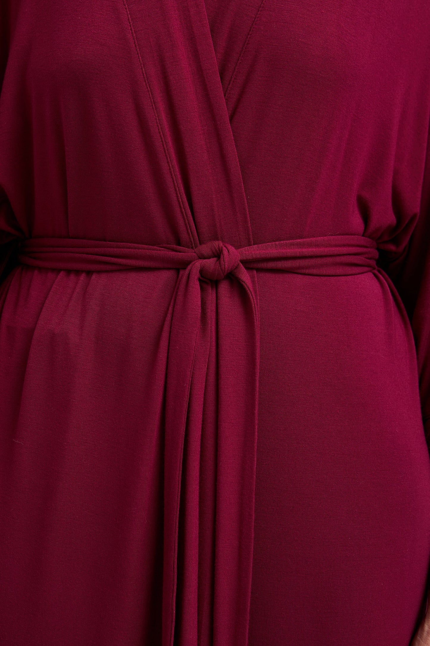 Bamboo Lace Kimono Robe in Bordeaux