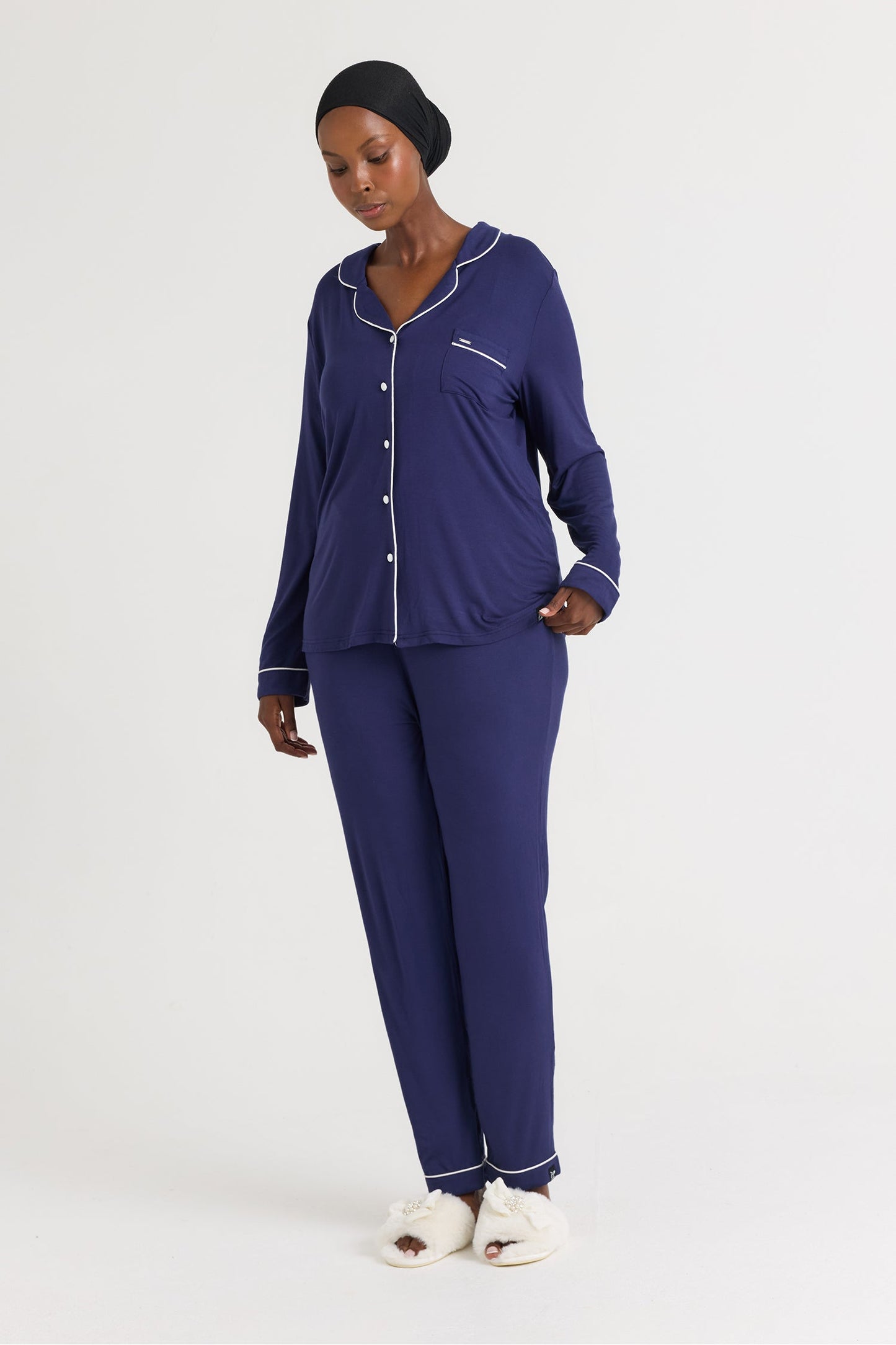 Bamboo Long Pyjama Set in Midnight