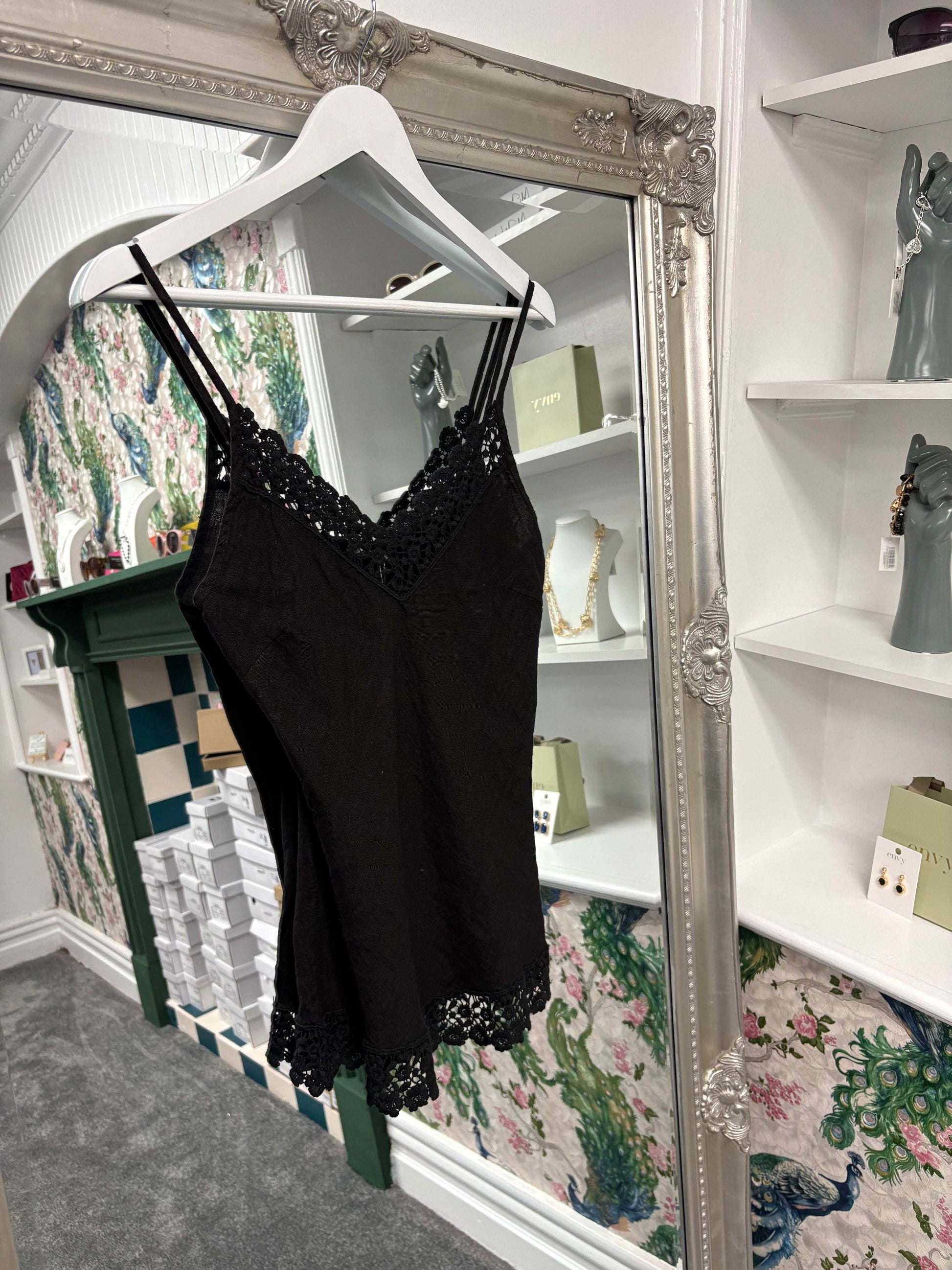 Luxtyle Linen Flower Strappy Top One Size 8-14