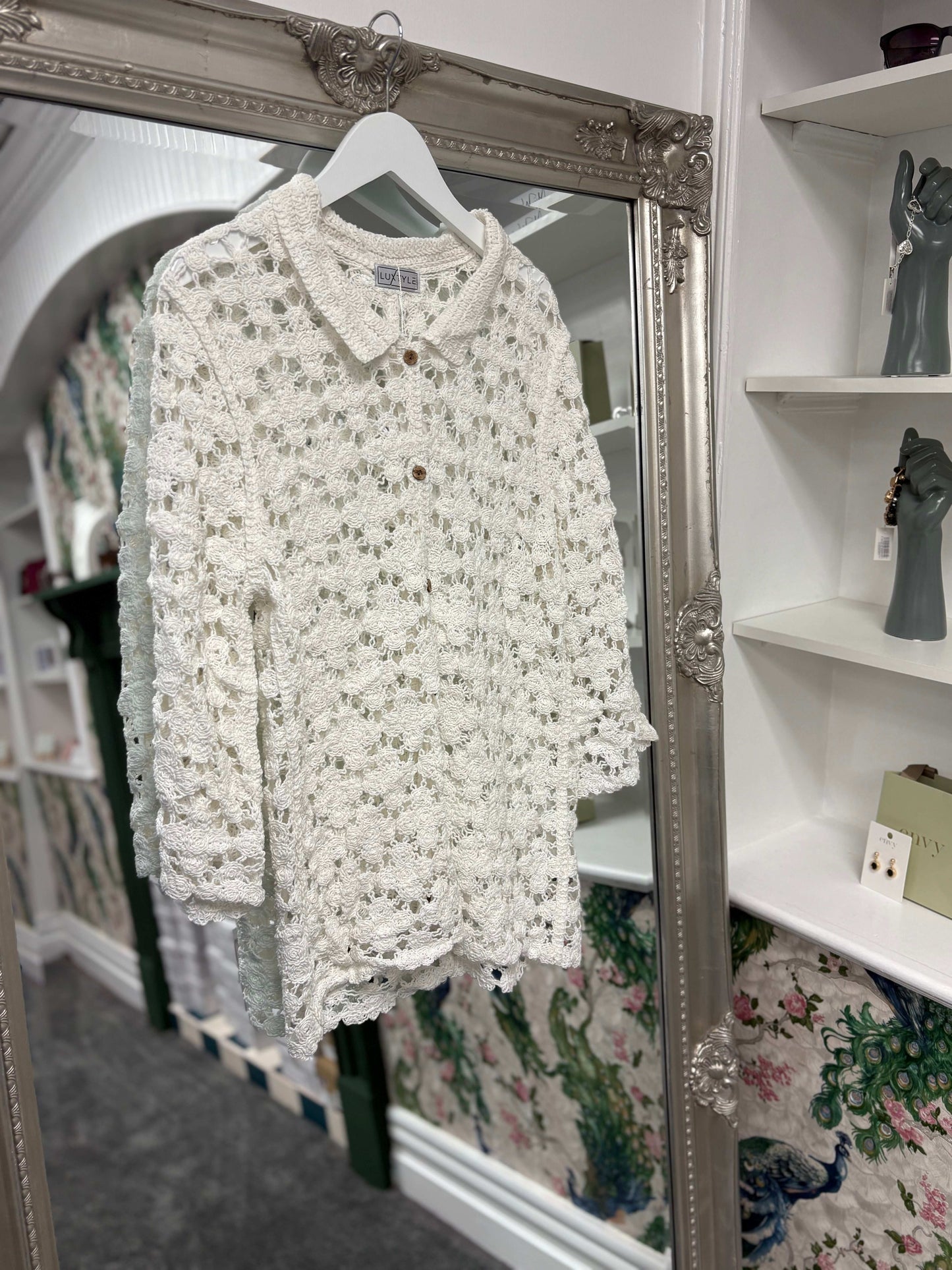Luxtyle Flower Crochet Shirt One Size 8-14/16