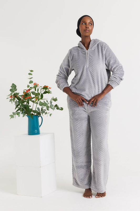 Cosy Chevron Lounge Suit in Shale Grey