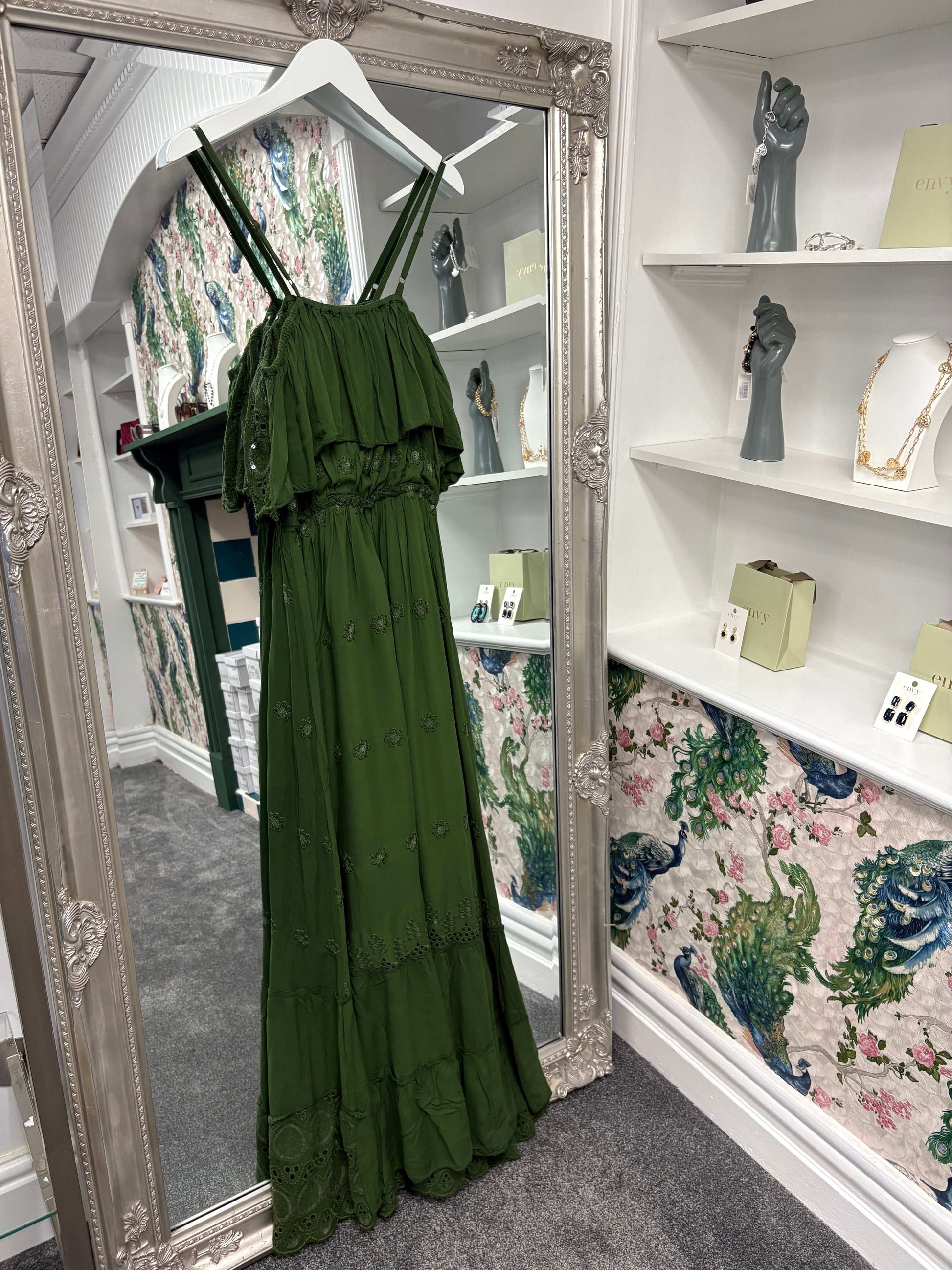 Luxtyle Embellished Green Strappy Dress One Size 8