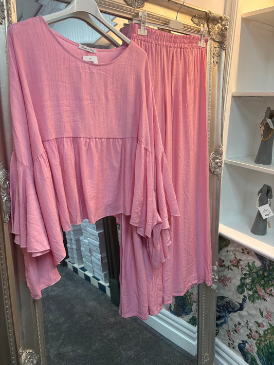 Frill Sleeve Top and Trouser Co-ord Set One Size 8-18