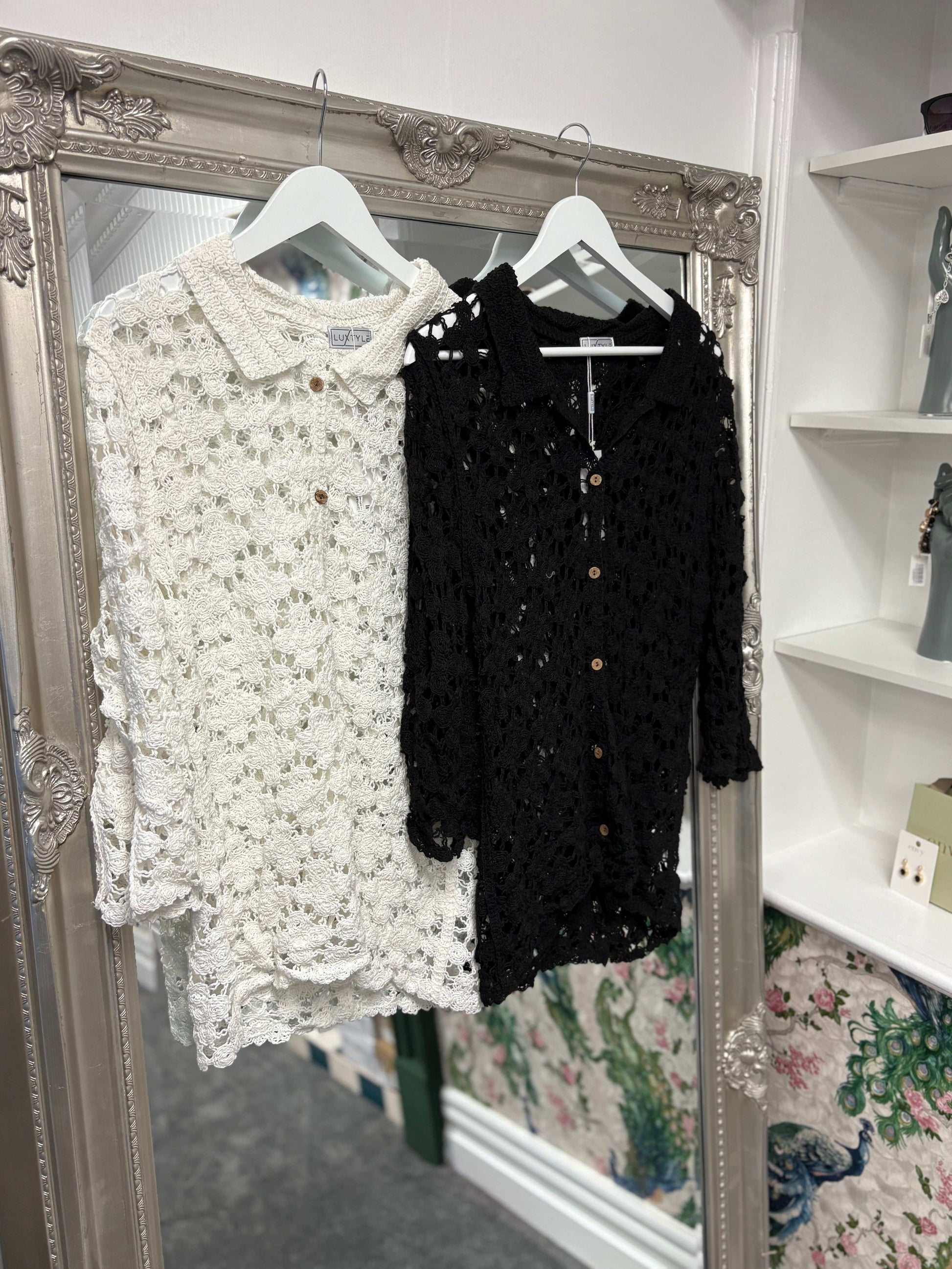 Luxtyle Flower Crochet Shirt One Size 8-14/16
