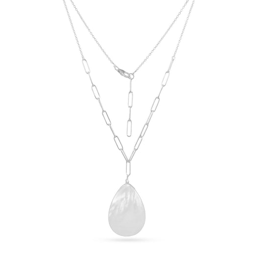 Selene Fine Silver Pendant Necklace Mother of Pearl