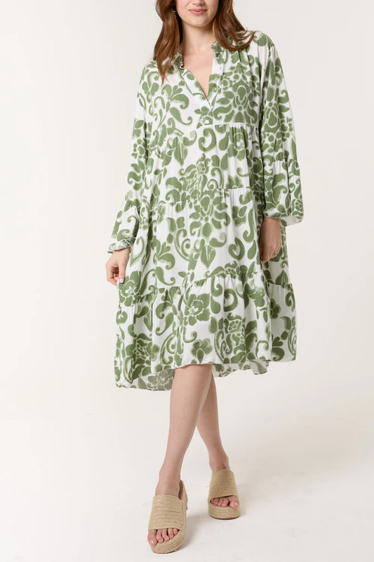 Floral Print Dress Green (one size fits 8-16uk)