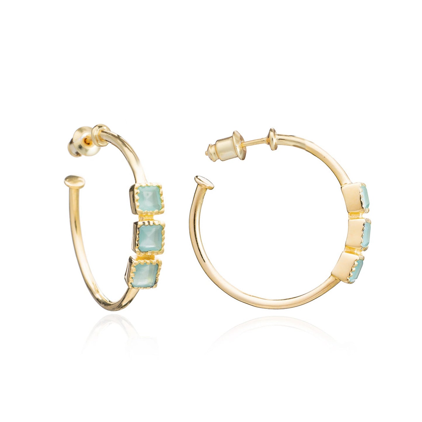 Athena Mosaic Hoops: Aqua Chalcedony