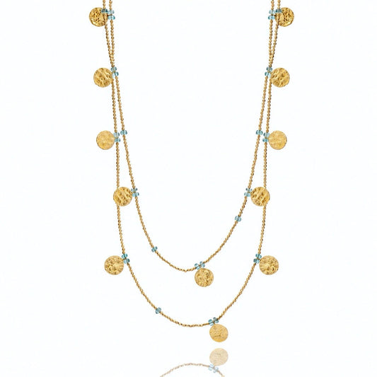 Cleo Long Coin Wrap Necklace: Apatite
