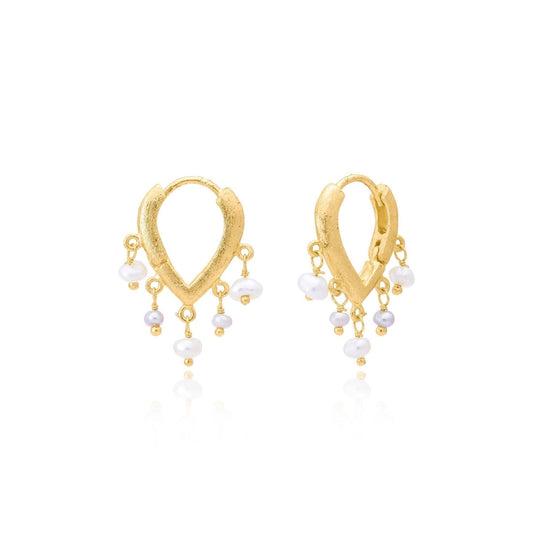 Teardrop Hoops with Freshwater Pearls
