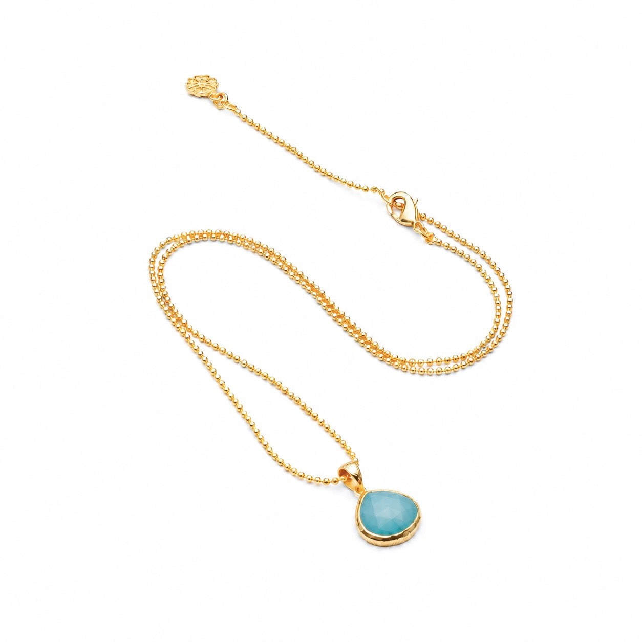 Eos Drop Gemstone Necklace: Aqua Chalcedony