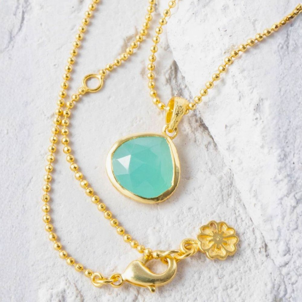 Eos Drop Gemstone Necklace: Aqua Chalcedony