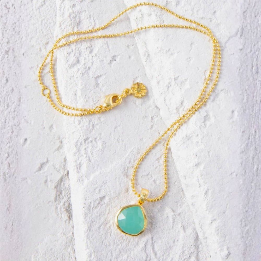 Eos Drop Gemstone Necklace: Aqua Chalcedony