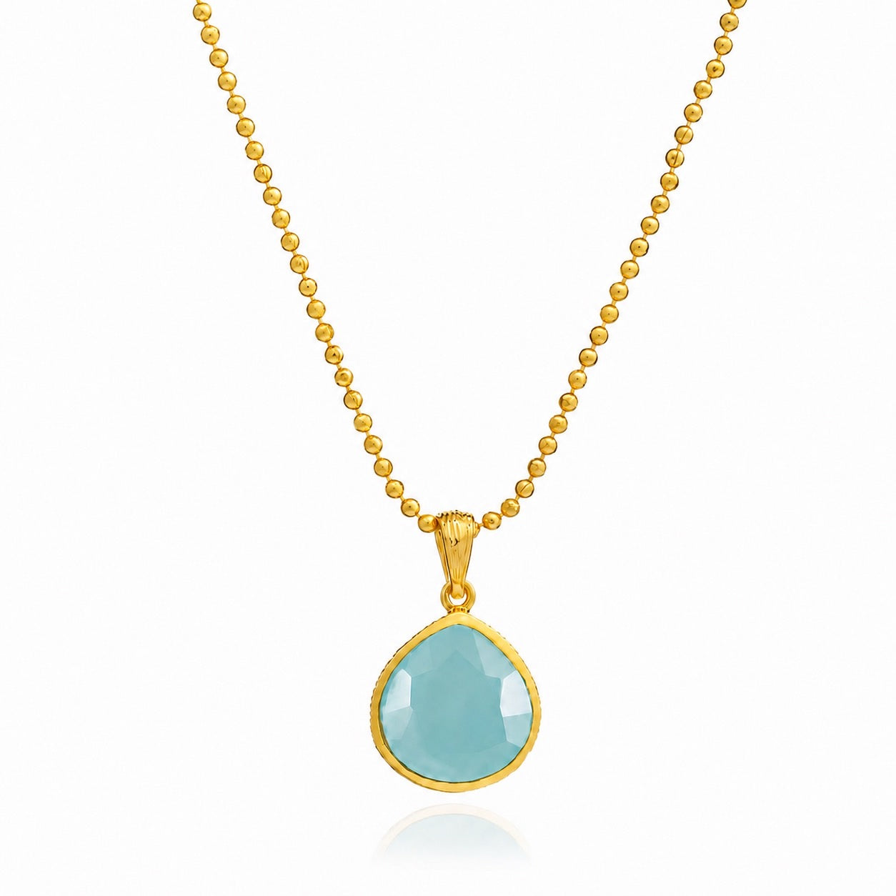 Eos Drop Gemstone Necklace: Aqua Chalcedony