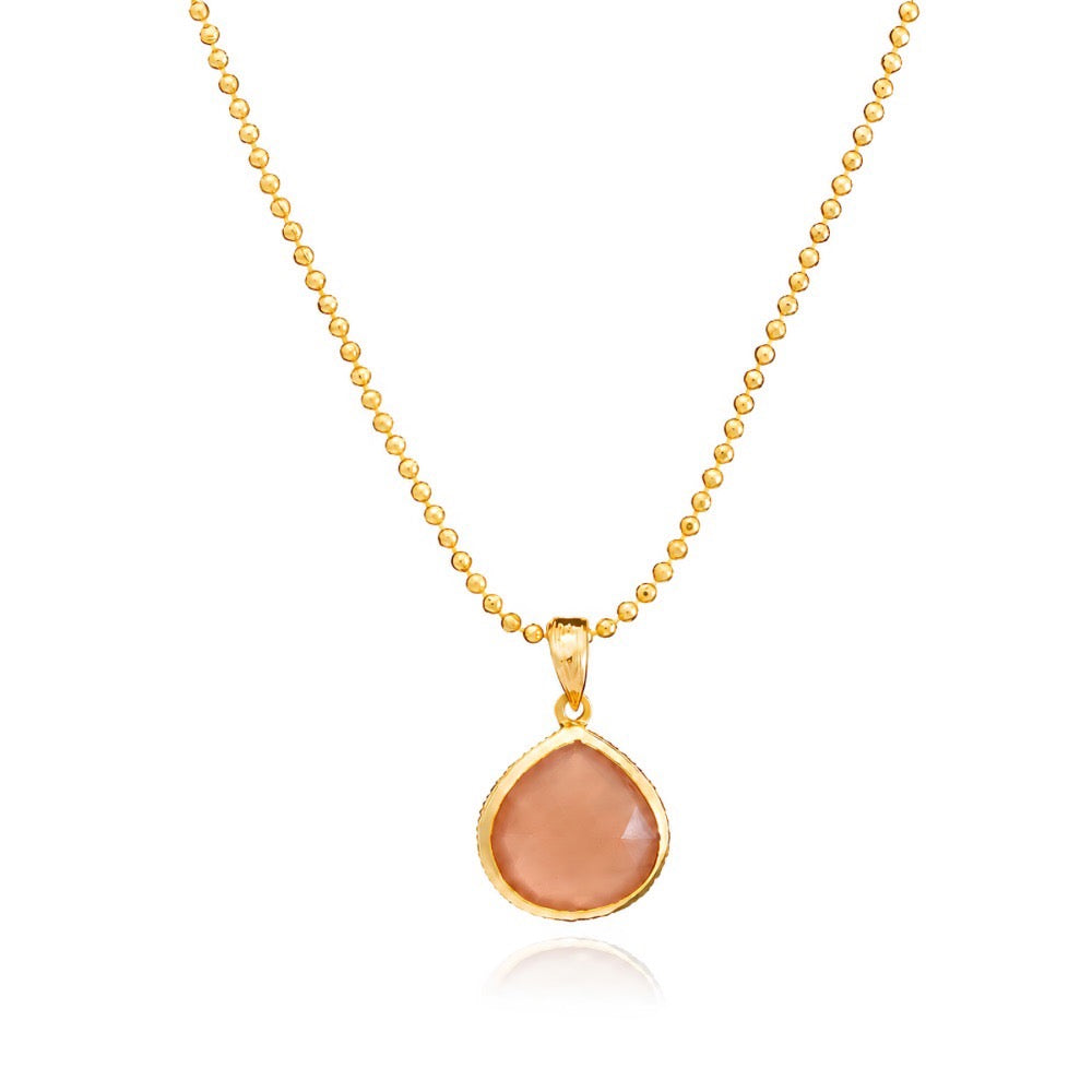 Eos Drop Gemstone Necklace: Peach Moonstone