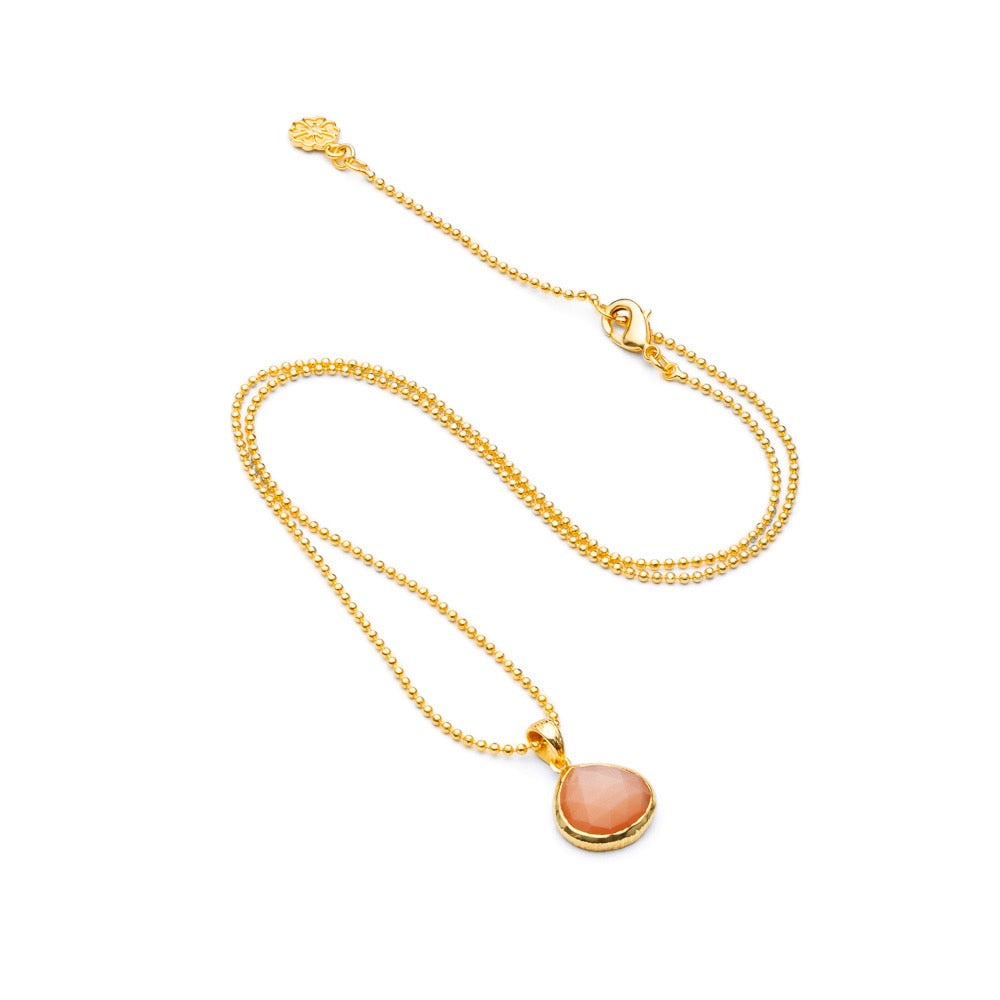 Eos Drop Gemstone Necklace: Peach Moonstone
