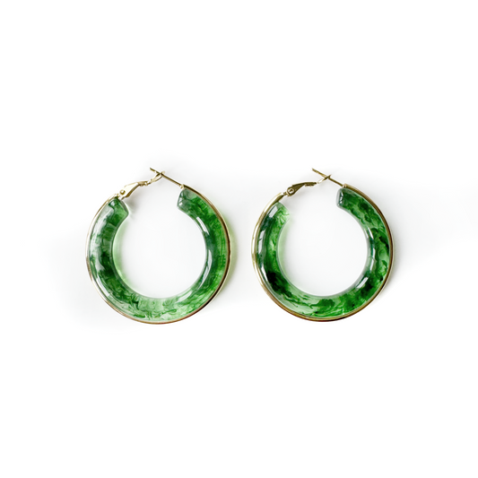 Oreilia Green Semi Transparent Hoop Earrings