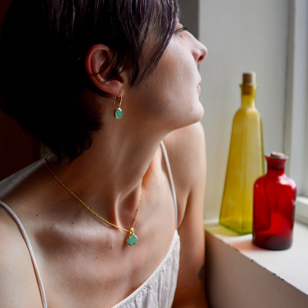 Charis Round Gemstone Earrings Pariba Onyx