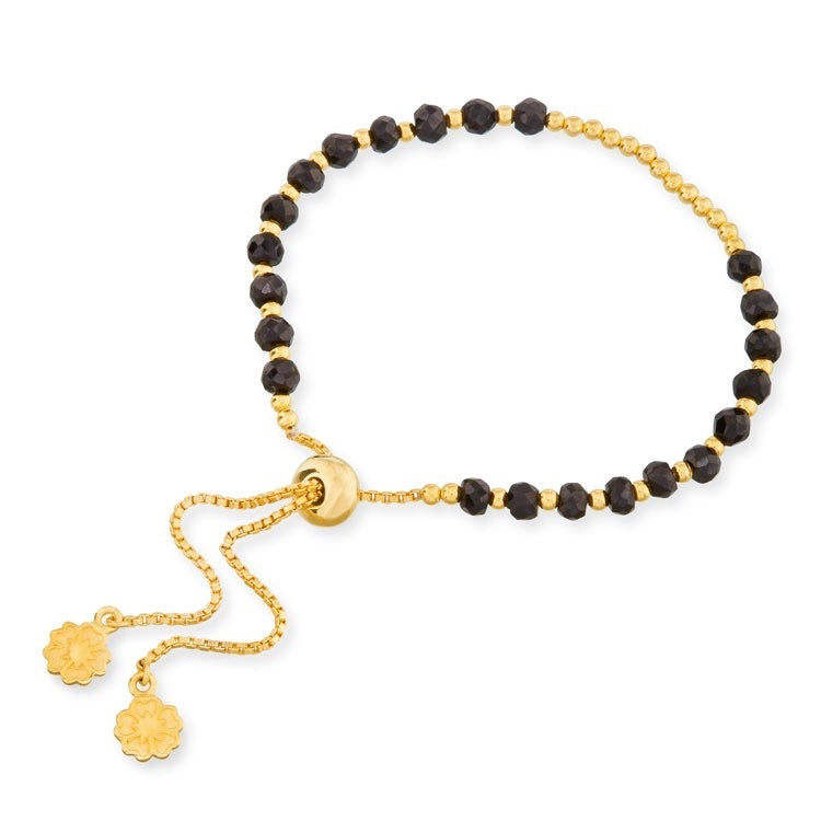 Athena Gem Beaded Adjustable Slider Bracelet Black Onyx